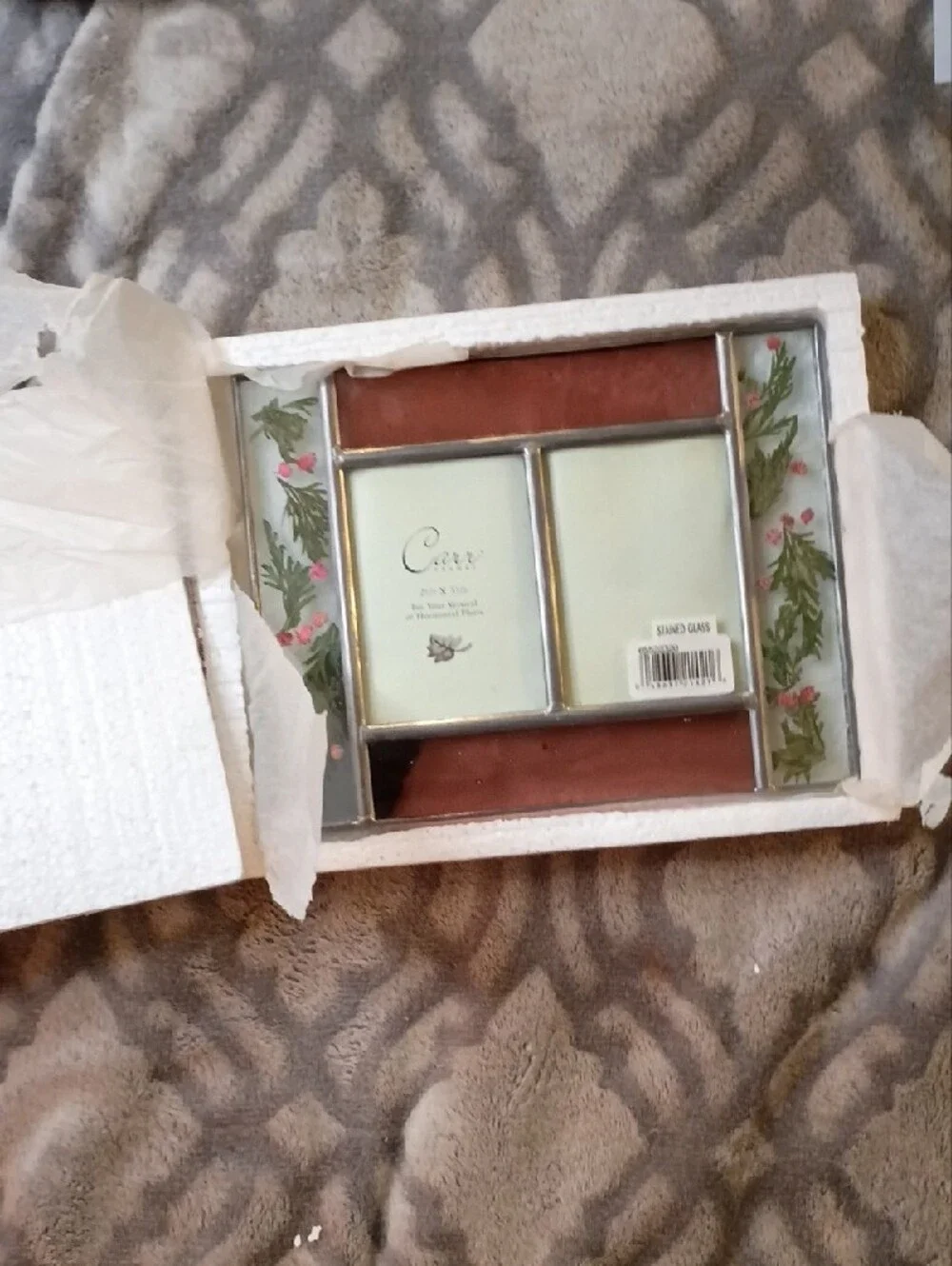 Cerr Stained Glass Floral Picture Frame in Brown and Green